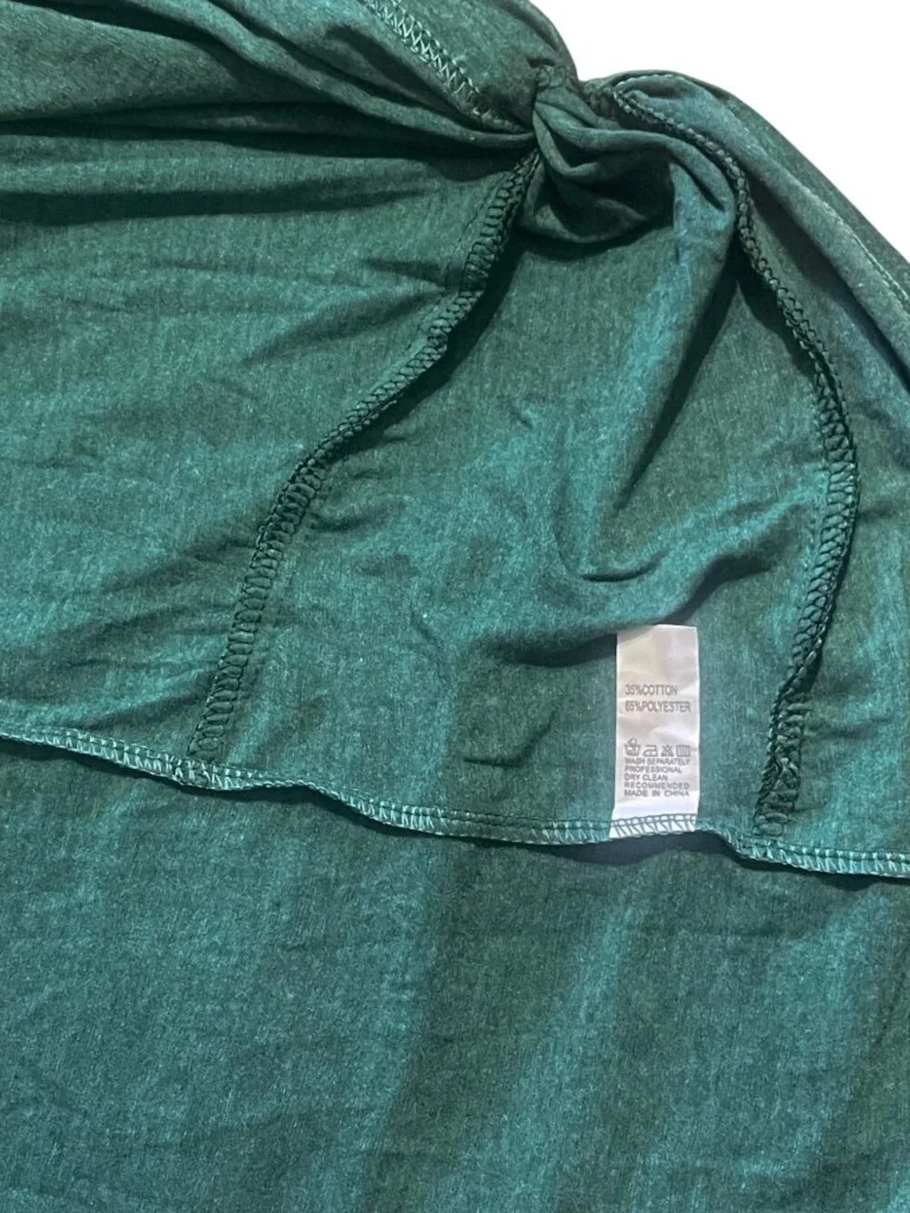 Plus Size 2XL Forest Green Knot Hem Long Sleeve Top Dark Green Tunic Blouse - Picture 7 of 8
